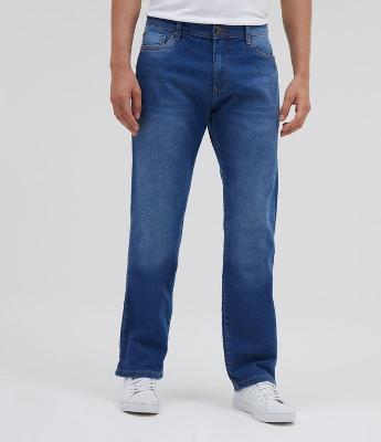 Calça Reta Básica Jeans com Elastano