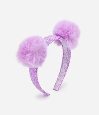 Tiara Infantil com Glitter e Pompons