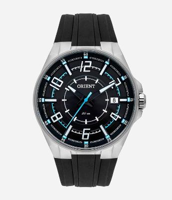 Relógio Masculino Orient Analogico com Caixa de Aço e Pulseira de Silicone 