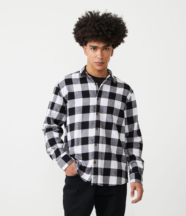 Camisa Regular em Algodão Xadrez e Manga Longa - 1
