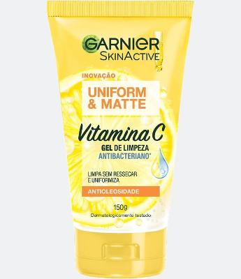 Gel de Limpeza Facial Antibacteriano Garnier Uniform & Matte Vitamina C, 150ml