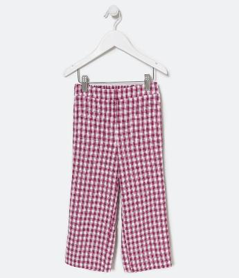 Calça Pantacourt Infantil Xadrez com Bolsos Frontais - Tam 5 a 14 Anos