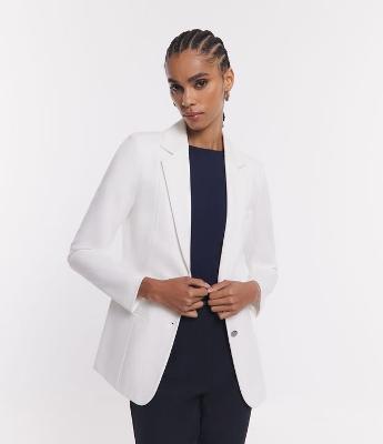 Blazer Slim Alongado em Ponto Roma com Bolsos Embutidos