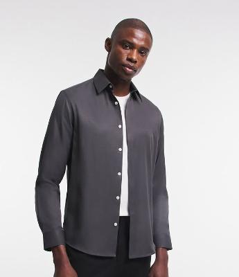 Camisa em Fibra de Bambu Acetinada com Textura