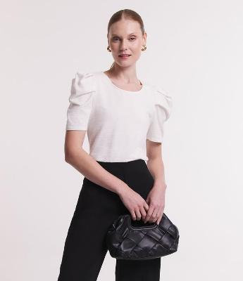 Blusa Texturizada em Algodão com Mangas Bufantes