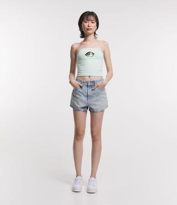 Short Jeans com Strass em Losangos