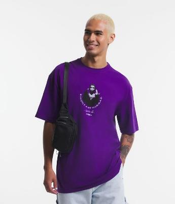 Camiseta Relaxed em Meia Malha com Estampa do Rapper Tupac