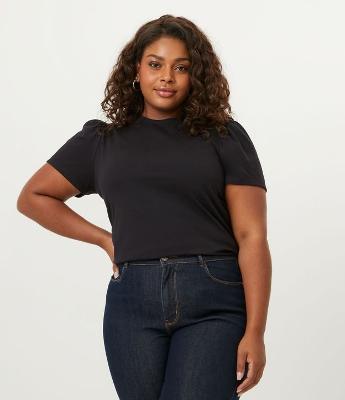 Blusa em Algodão com Manga Bufante Curve & Plus Size