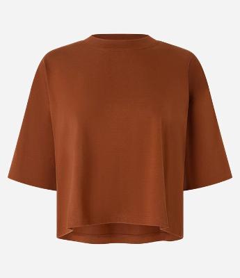 Camiseta Cropped Oversized em Algodão Peruano