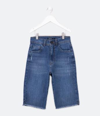 Bermuda Ciclista Jeans com Elastano