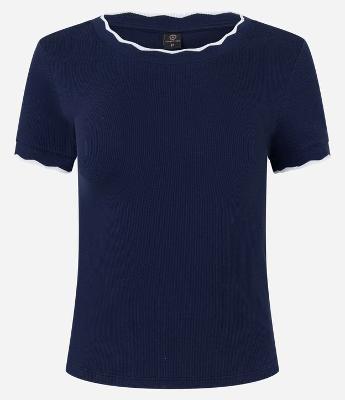 Blusa em Algodão com Gola e Manga Onduladas