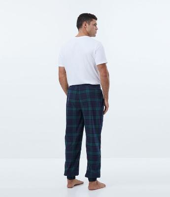Calça de Pijama com Cós Elástico e Estampa Xadrez