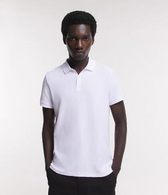 Camisa Polo Slim com Botões e Textura Canelada