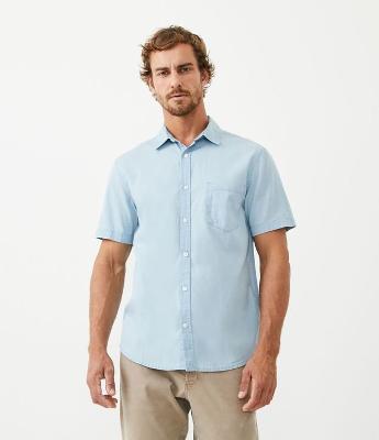 Camisa Comfort em Algodão com Bolso Frontal