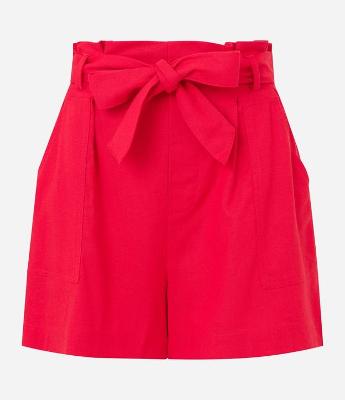 Short Curto em Viscose e Linho com Bolsos e Cinto Faixa