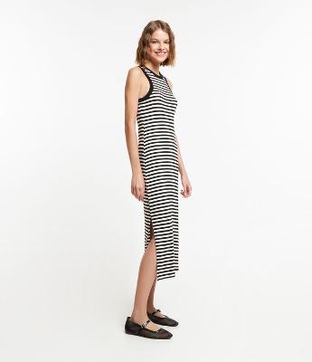 Vestido Midi em Ribana Listrado