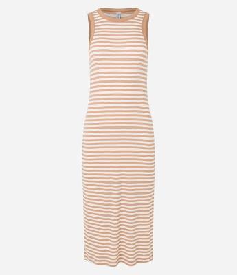 Vestido Midi em Ribana Listrado