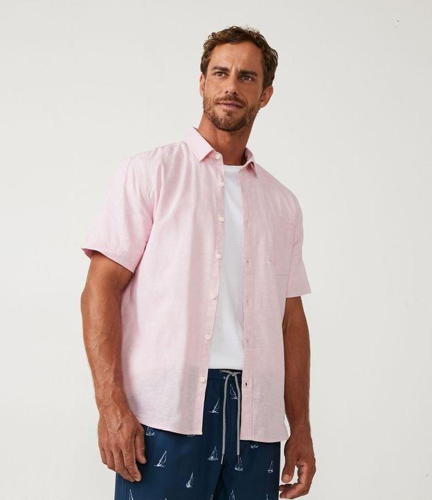Camisa Comfort Básica em Linho com Bolso Frontal - 1