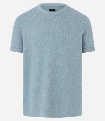 Camiseta Slim em Algodão com Textura e Dobra na Manga