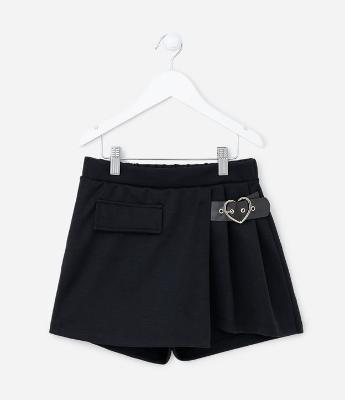 Short Saia Infantil com Fivela de Coração - Tam 5 a 14 anos