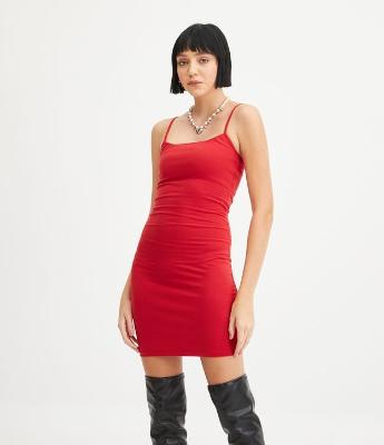 Vestido Curto em Cotton com Alças Finas