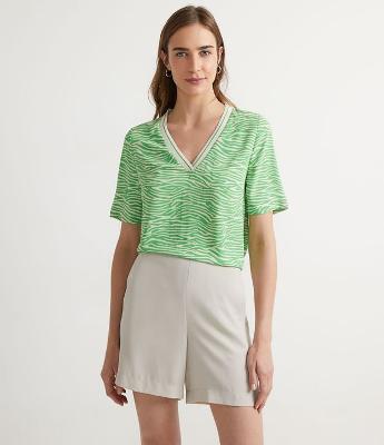 Blusa Manga Curta Estampa de Animal Print Zebra