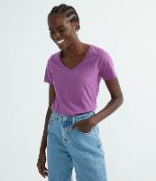 Camiseta em Algodão com Gola V e Manga Curta - 1