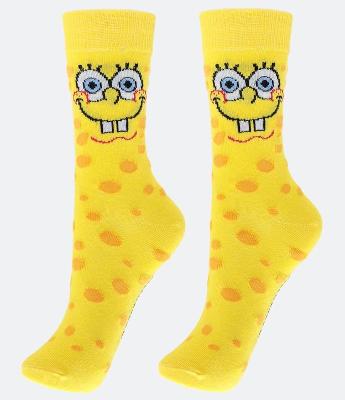 Meia Cano Alto em Algodão Estampa Bob Esponja
