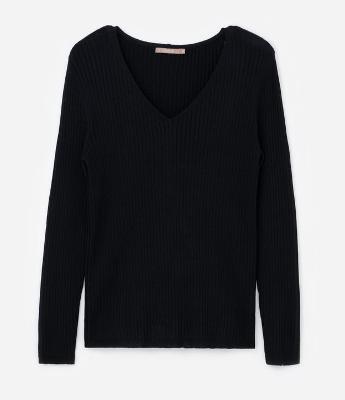Blusa Manga Longa em Tricô Canelado Curve & Plus Size