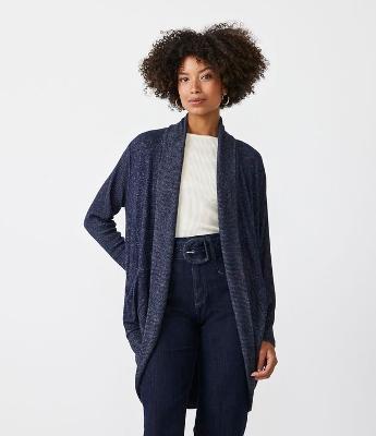 Cardigan Alongado Manga Longa em Tricô