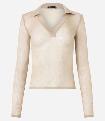 Blusa em Viscose com Gola Polo e Texturas