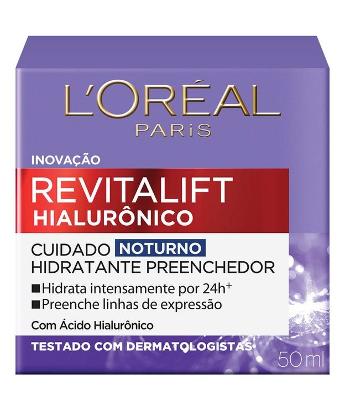 Creme Facial Anti-idade L'Oréal Paris Revitalift Hialurônico Noturno, 49g