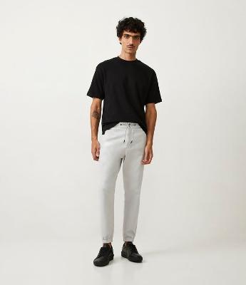Calça Jogger em Sarja com Amarração na Cintura