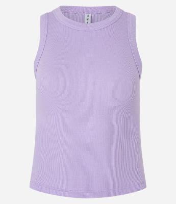 Regata Cropped em Ribana Canelada com Gola Redonda