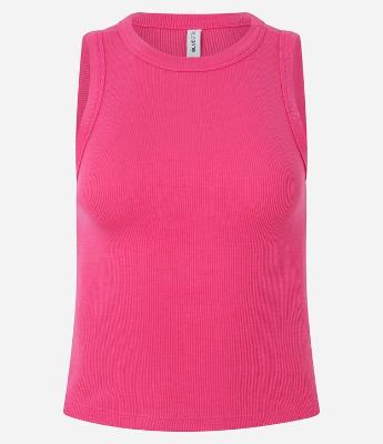 Regata Cropped em Ribana Canelada com Gola Redonda