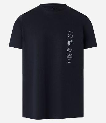 Camiseta Regular em Algodão com Estampa de Ícones Minimalistas