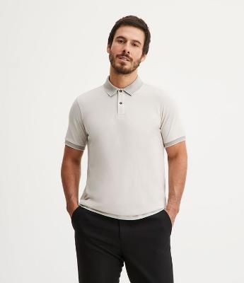 Camisa Polo Slim em Algodão com Botões e Detalhes Contrastantes