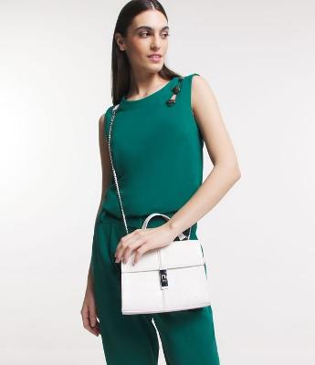 Bolsa Shoulder em PU com Lapela Envelope e Textura Croco