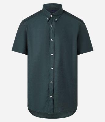 Camisa Comfort em Oxford com Gola Colarinho e Manga Curta