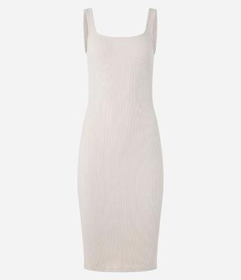 Vestido Midi Básico com Decote Quadrado