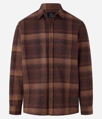 Camisa Comfort em Algodão Xadrez com Bolso e Manga Longa