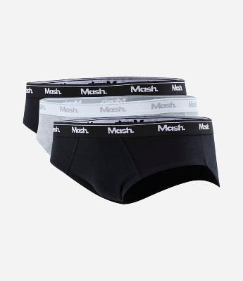 Kit 03 Cuecas Slip em Meia Malha com Cós Elástico Mash