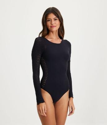 Body em Poliamida com Manga Texturizada Trifil