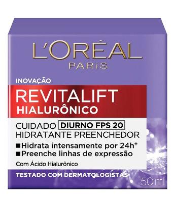 Creme Facial Anti-idade L'Oréal Paris Revitalift Hialurônico Diurno FPS 20, 49g