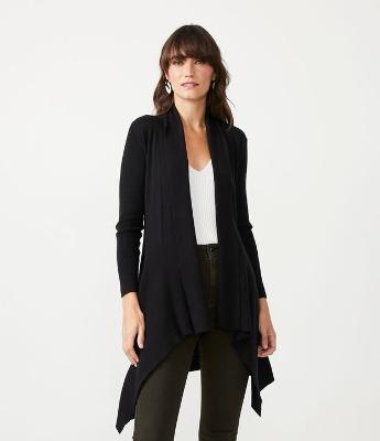 Cardigan Alongado em Tricô Texturizado com Abertura Total