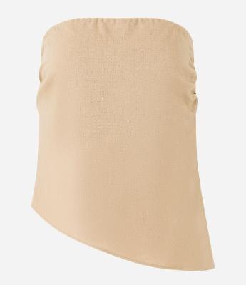 Blusa Tomara que Caia em Linho com Barra Assimétrica