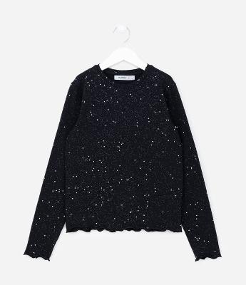 Blusa Infantil em Cotton com Glitter e Corações - Tam 5 a 14 Anos