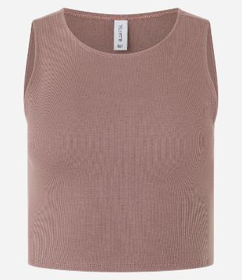 Blusa Cropped sem Manga em Algodão com Textura Canelada