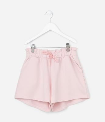 Short Clochard Infantil em Moletinho com Bolso - Tam 5 a 14 Anos