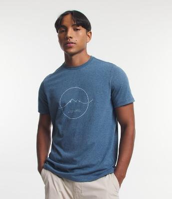 Camiseta Regular em Meia Malha com Estampa Círculo com Montanha